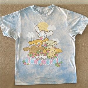 Cinnamoroll Family - Blue Tie-Dye Boyfriend Fit Women’s T-Shirt junior - Size M